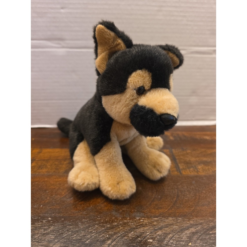 Living Nature German Shepherd Puppy Plush Realistic Black Tan Alsatian Dog 7"